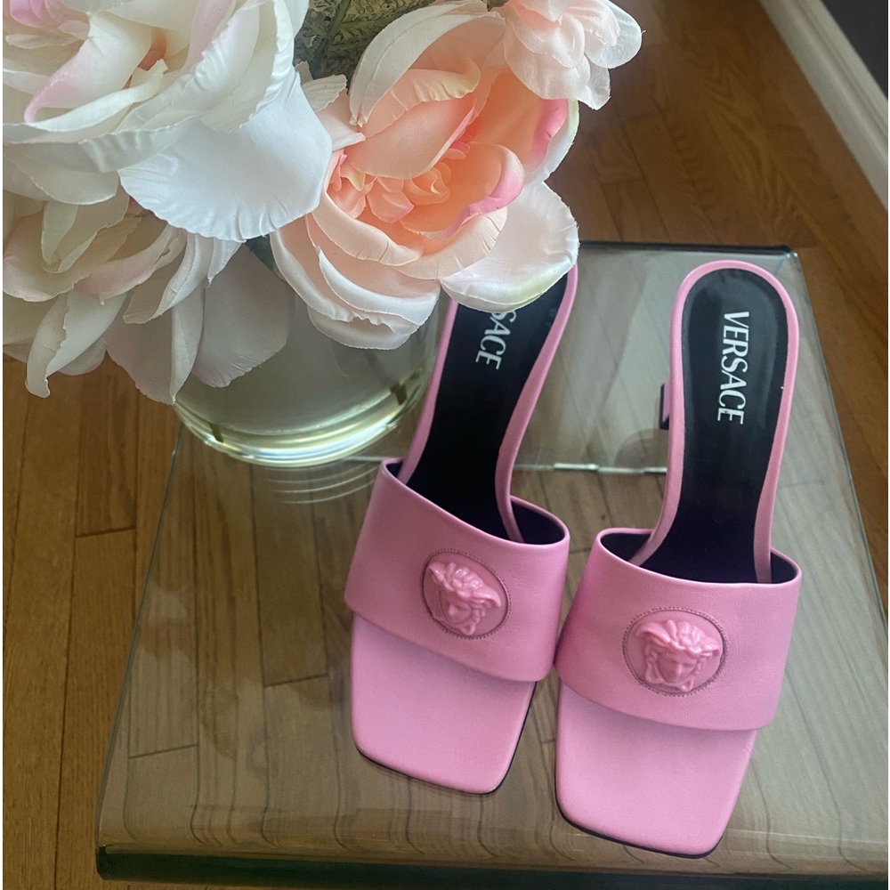 Versace Medusa Square-Toe Mules